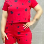 ست کراپ و شورتک زنانه آراتین مدل قلب تمام چاپ (عمده)