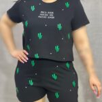 ست کراپ و شورتک زنانه آراتین مدل کاکتوس تمام چاپ 2 (عمده)