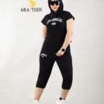 ست آستین تاپی و شلوارک طرح Los angeles (عمده)