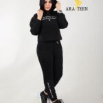 ست کراپ کلاهدار و شلوار طرح لاتین when (عمده)