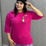 تیشرت زنانه ایموجی مدل چهار گربه جیبی (عمده)