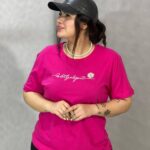 تیشرت زنانه ایموجی مدل گل و لاتین (عمده)