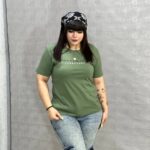 تیشرت یقه گرد آراتین طرح گل و لاتین (عمده)