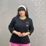تیشرت آستین سه ربع آراتین مدل گل جیبی (عمده)