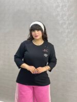 تیشرت آستین سه ربع آراتین مدل گل جیبی (عمده)