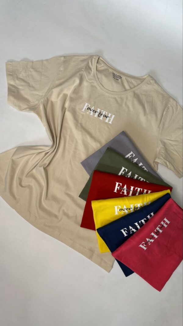 تیشرت یقه گرد آراتین طرح FAITH (عمده)