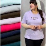تیشرت یقه گرد آراتین طرح LOVE (عمده)