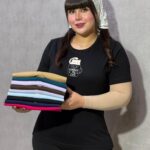 تیشرت یقه گرد آراتین طرح گربه فنجانی (عمده)