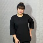 تیشرت باکسی زنانه آراتین مشکی مدل BALANCE (عمده)